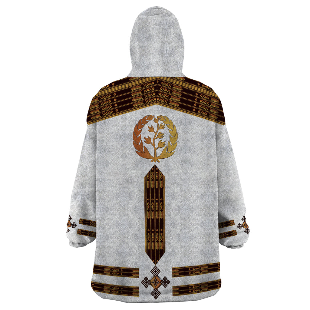 Eritrea Wearable Blanket Hoodie Tilet Habesha Style - White - Wonder Print Shop