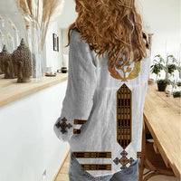 Eritrea Women Casual Shirt Tilet Habesha Style - White - Wonder Print Shop