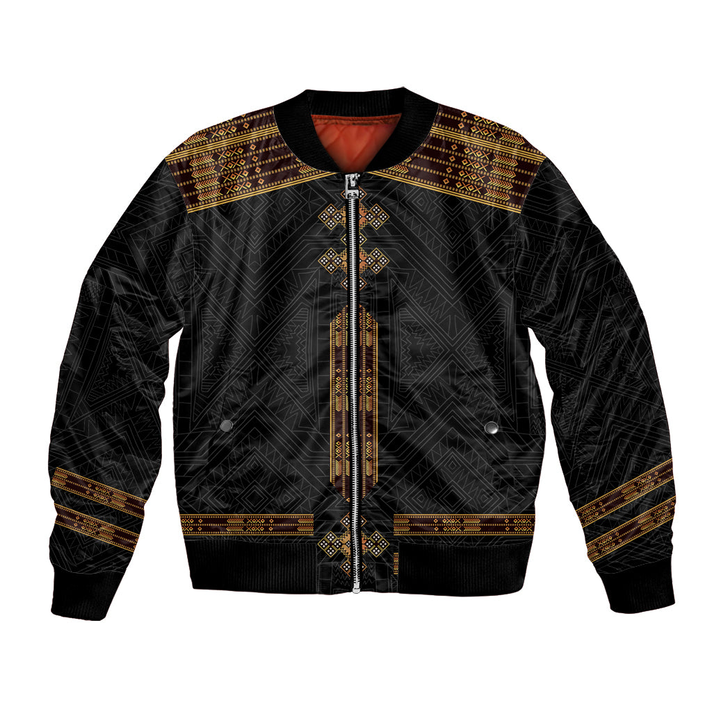 Eritrea Bomber Jacket Tilet Habesha Style - Black LT7 - Wonder Print Shop