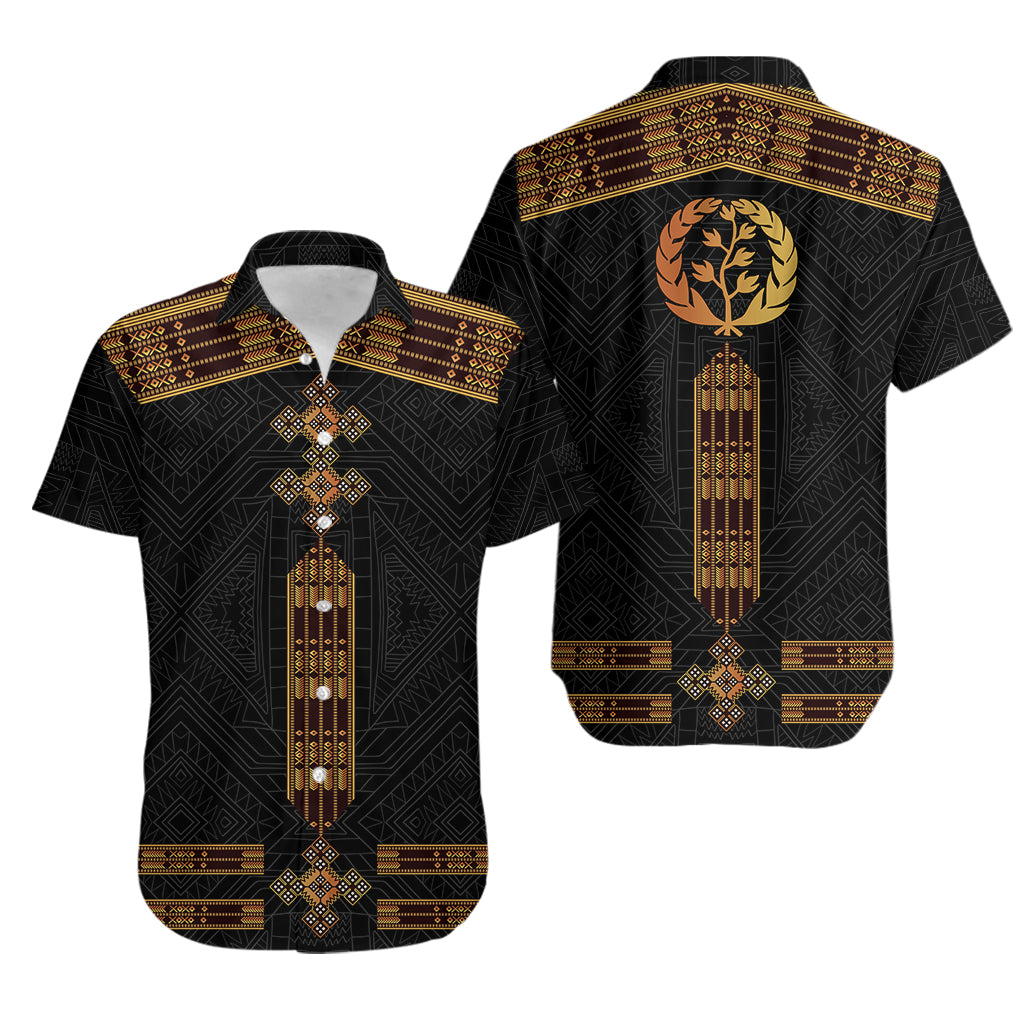 Eritrea Hawaiian Shirt Tilet Habesha Style - Black - Wonder Print Shop