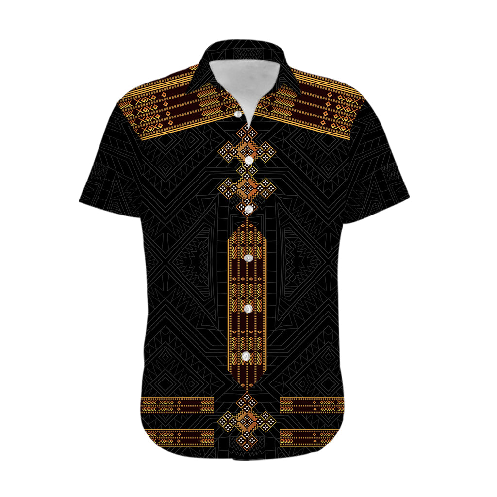 Eritrea Hawaiian Shirt Tilet Habesha Style - Black - Wonder Print Shop