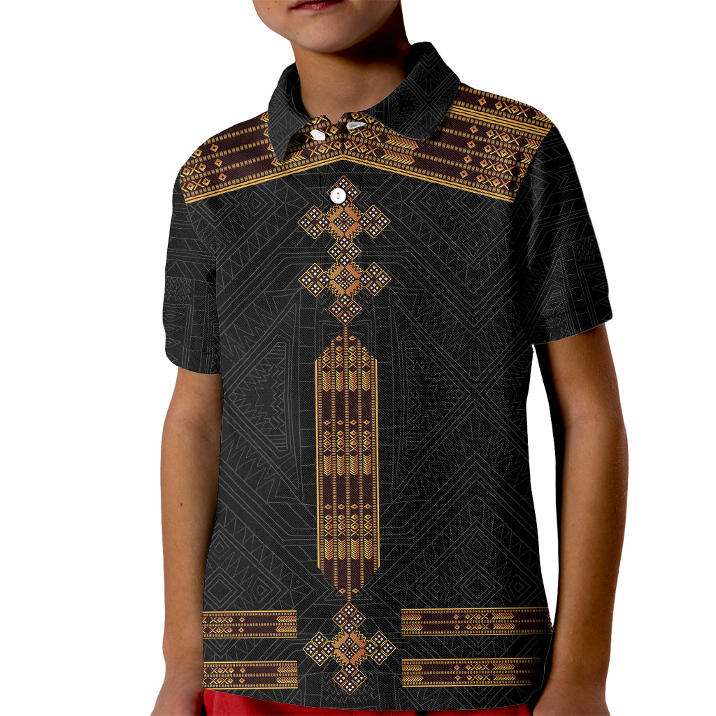 Eritrea Polo Shirt for Kid Tilet Habesha Style Black - Wonder Print Shop