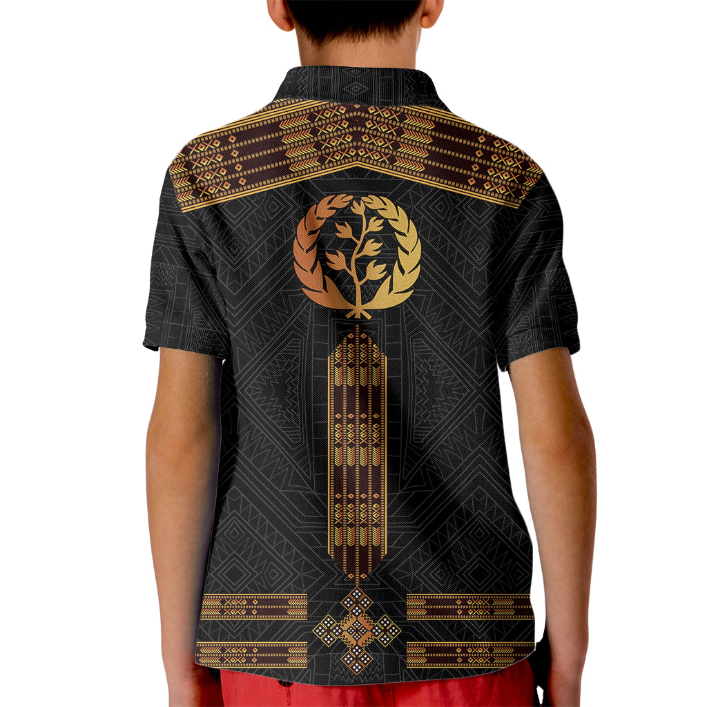 Eritrea Polo Shirt for Kid Tilet Habesha Style Black - Wonder Print Shop
