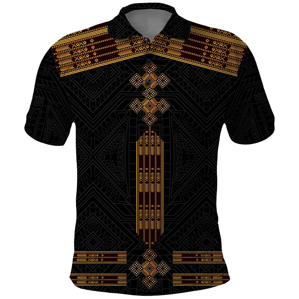 Eritrea Polo Shirt Tilet Habesha Style Black - Wonder Print Shop