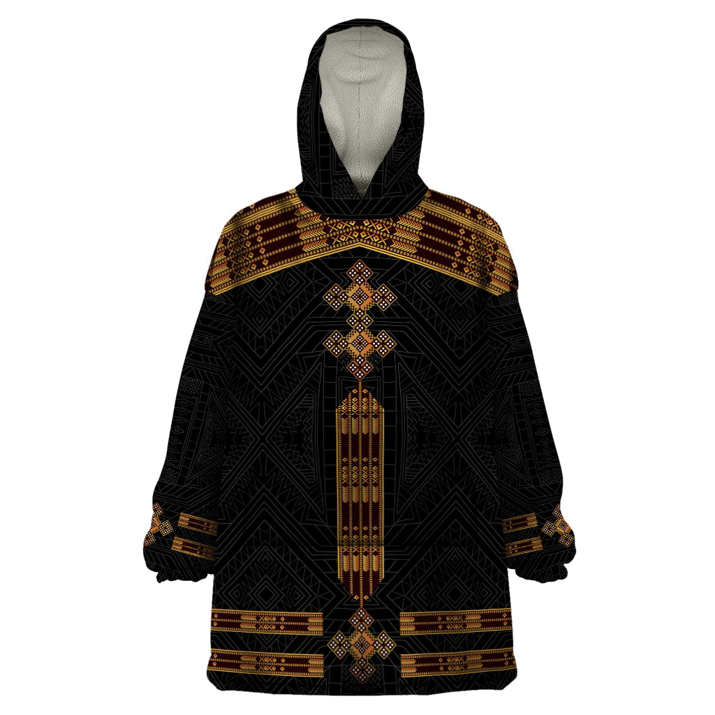 Eritrea Wearable Blanket Hoodie Tilet Habesha Style - Black - Wonder Print Shop