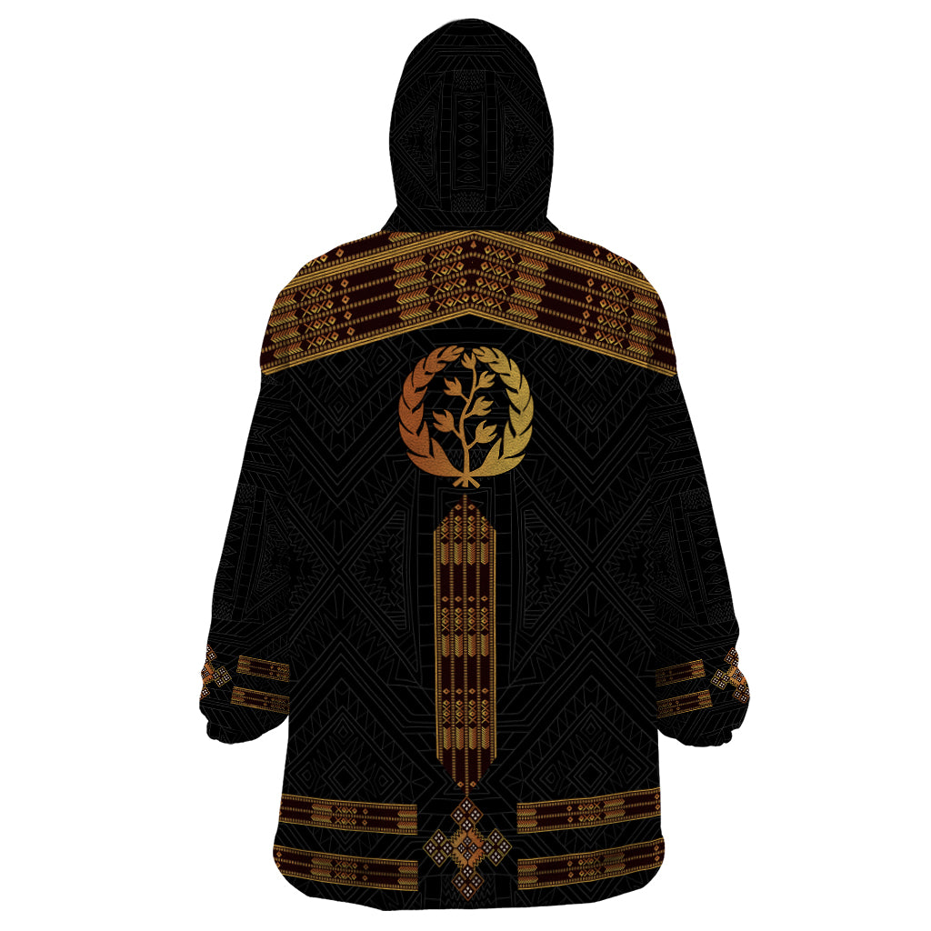 Eritrea Wearable Blanket Hoodie Tilet Habesha Style - Black - Wonder Print Shop