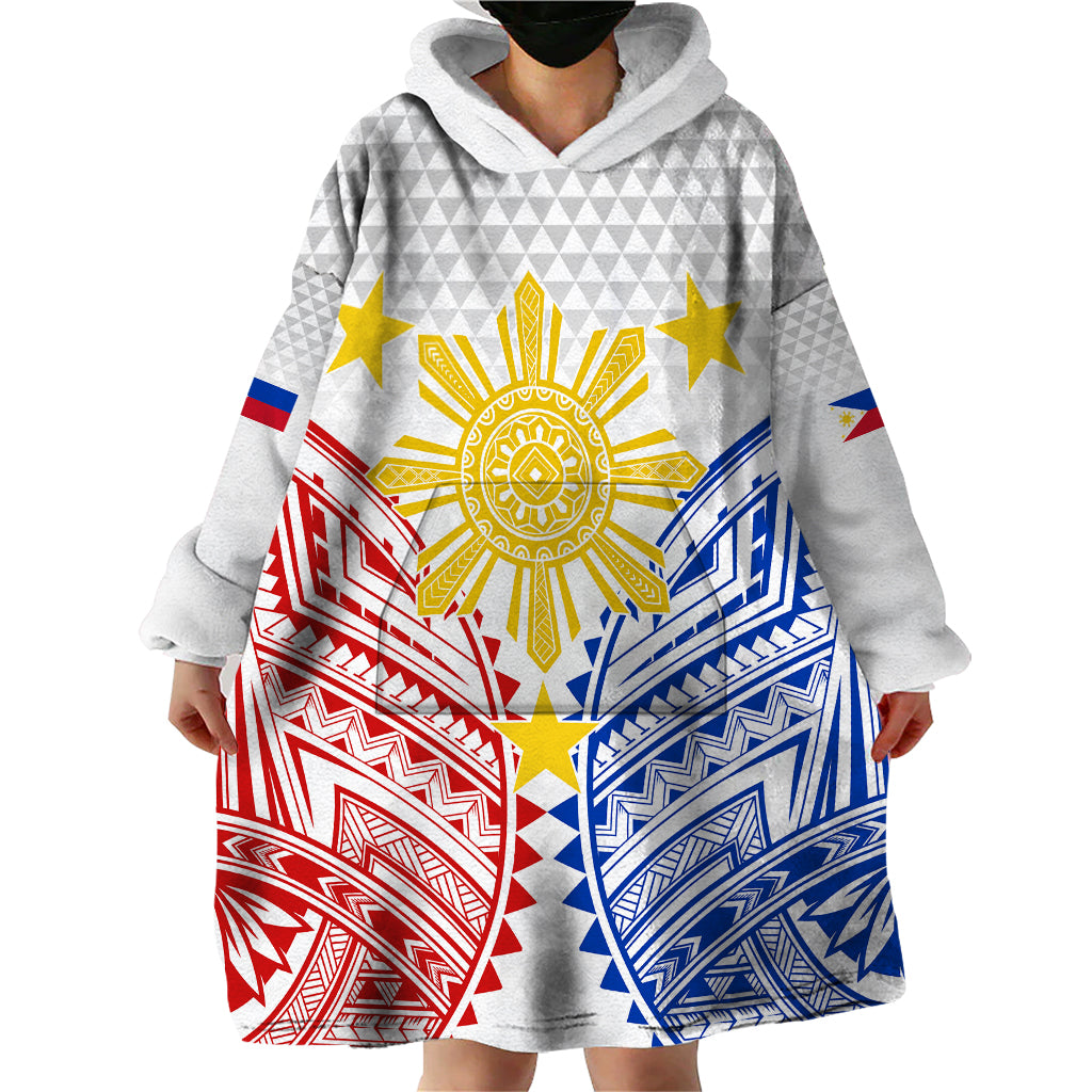 Personalised Philippines Independence Day Wearable Blanket Hoodie Tribal Sun and Stars Ver 01 - Wonder Print Shop