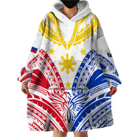 Personalised Philippines Independence Day Wearable Blanket Hoodie Tribal Sun and Stars Ver 02 - Wonder Print Shop