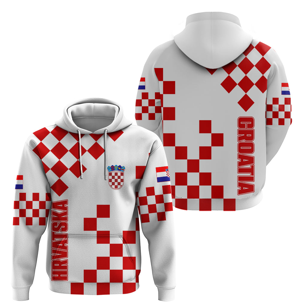 Croatia National Day Hoodie Checkerboard Hrvatska Simple Style 01 - Wonder Print Shop