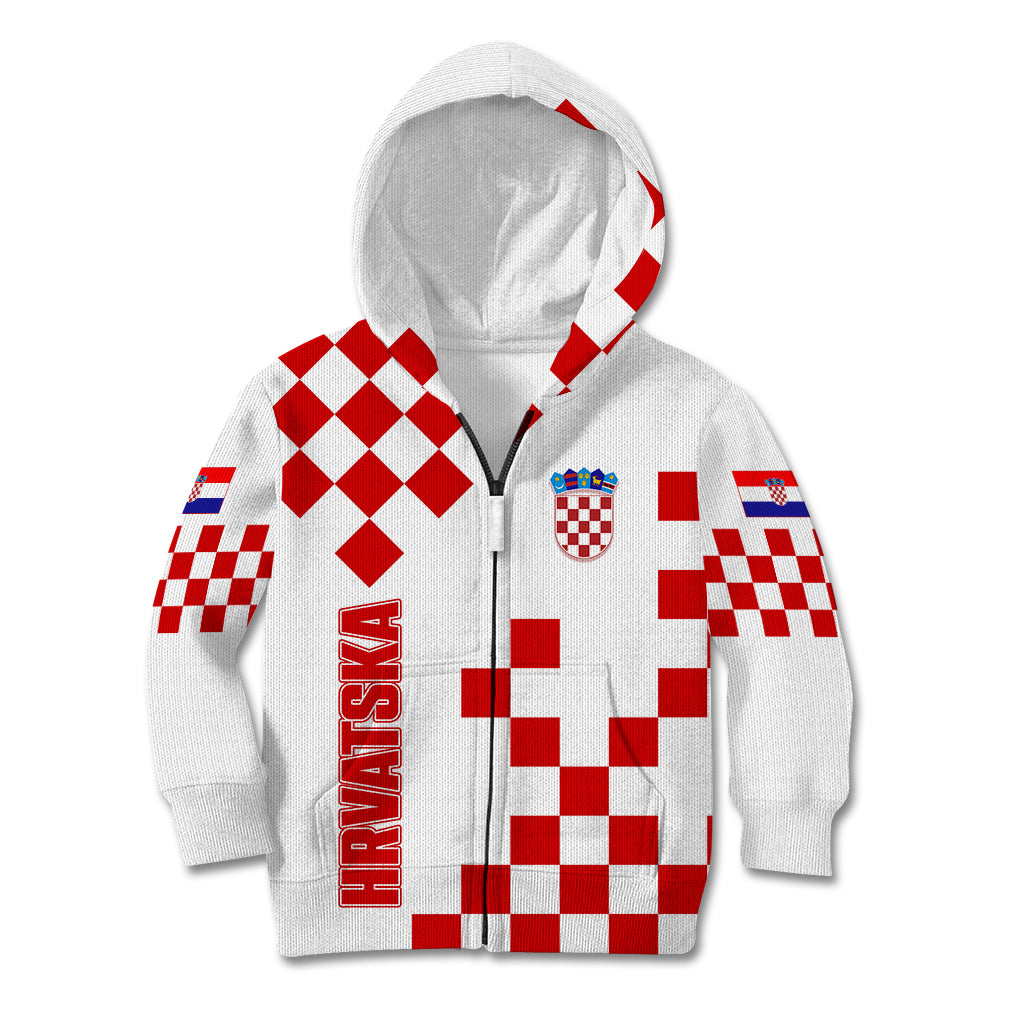Croatia National Day Kid Hoodie Checkerboard Hrvatska Simple Style 01 - Wonder Print Shop