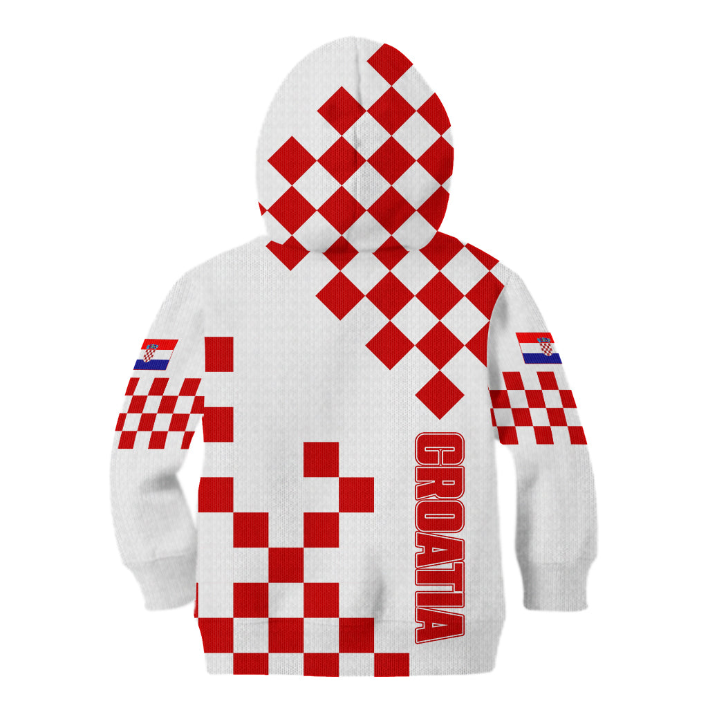 Croatia National Day Kid Hoodie Checkerboard Hrvatska Simple Style 01 - Wonder Print Shop