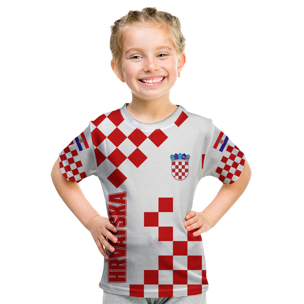 Croatia National Day Kid T Shirt Checkerboard Hrvatska Simple Style 01 - Wonder Print Shop