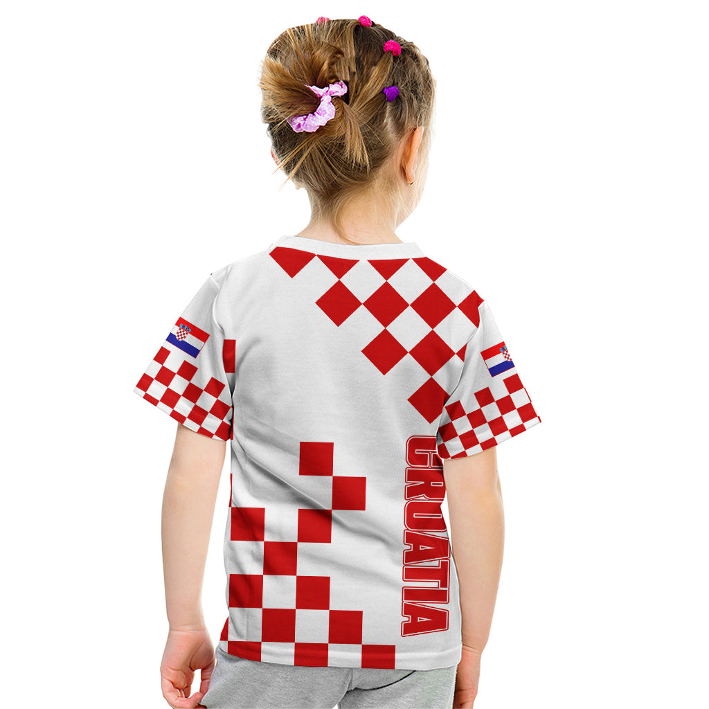 Croatia National Day Kid T Shirt Checkerboard Hrvatska Simple Style 01 - Wonder Print Shop