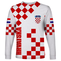 Croatia National Day Long Sleeve Shirt Checkerboard Hrvatska Simple Style 01 - Wonder Print Shop
