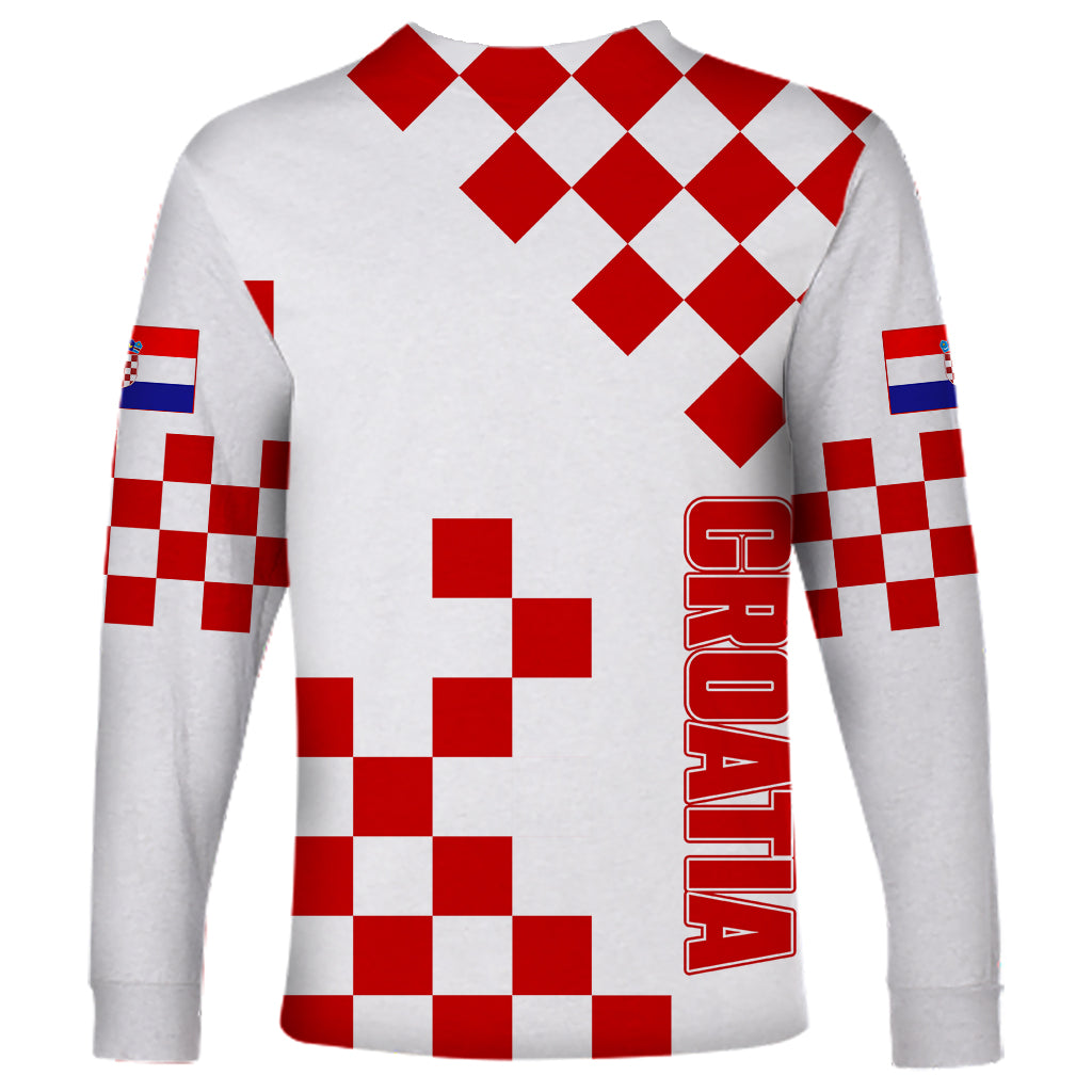 Croatia National Day Long Sleeve Shirt Checkerboard Hrvatska Simple Style 01 - Wonder Print Shop