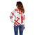 Croatia National Day Off Shoulder Sweater Checkerboard Hrvatska Simple Style 01 - Wonder Print Shop