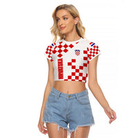 Croatia National Day Raglan Cropped T Shirt Checkerboard Hrvatska Simple Style 01 - Wonder Print Shop