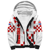 Croatia National Day Sherpa Hoodie Checkerboard Hrvatska Simple Style 01 - Wonder Print Shop