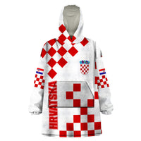 Croatia National Day Wearable Blanket Hoodie Checkerboard Hrvatska Simple Style 01 - Wonder Print Shop