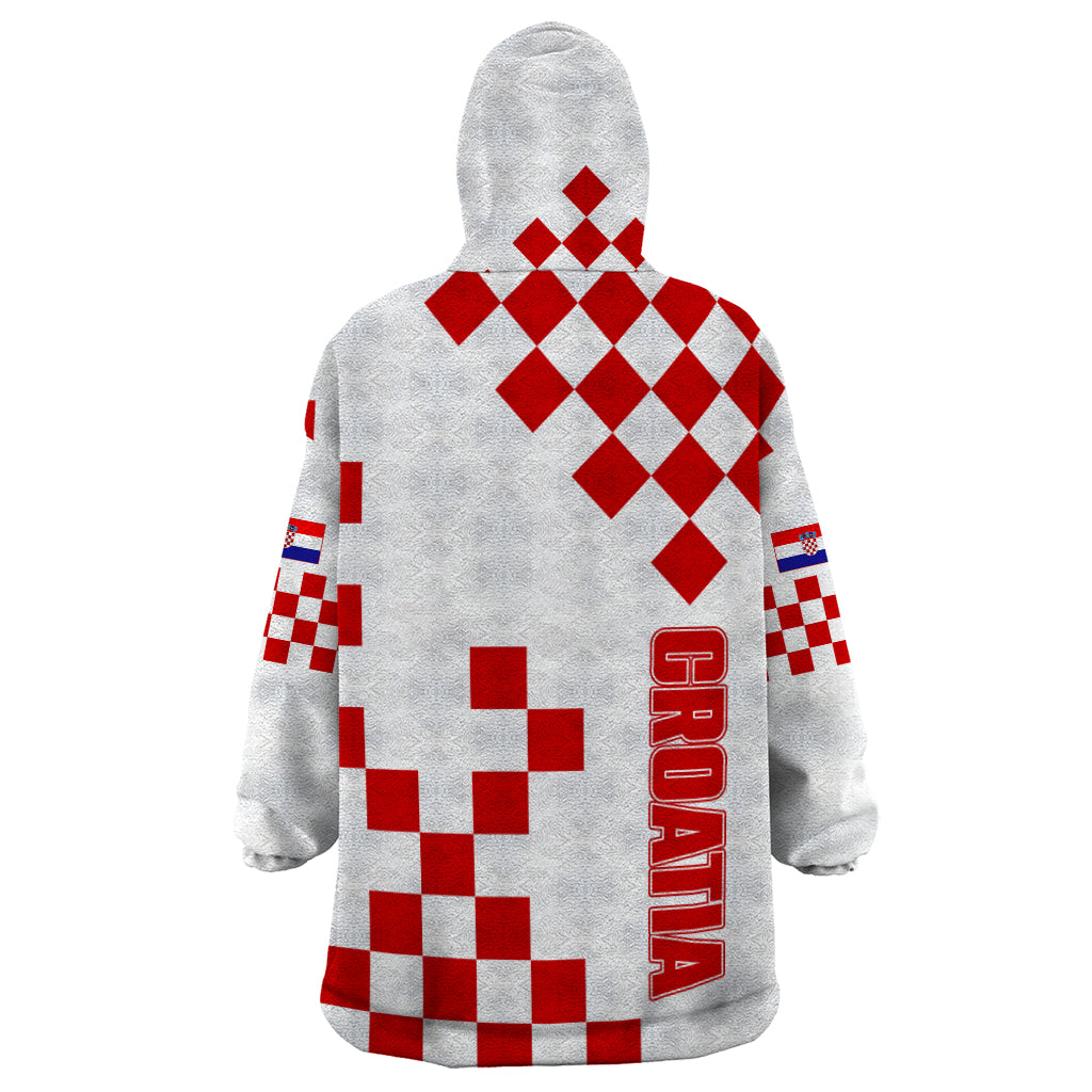 Croatia National Day Wearable Blanket Hoodie Checkerboard Hrvatska Simple Style 01 - Wonder Print Shop