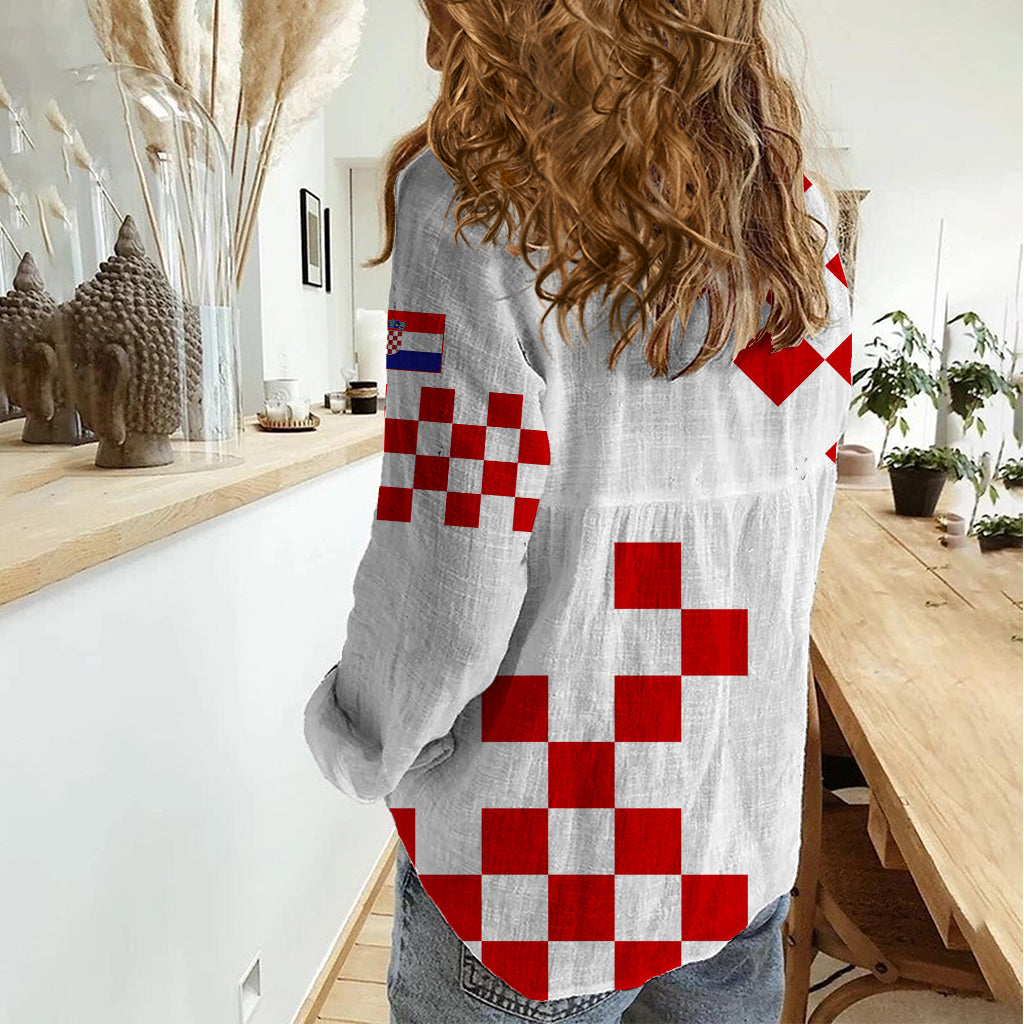 Croatia National Day Women Casual Shirt Checkerboard Hrvatska Simple Style 01 - Wonder Print Shop