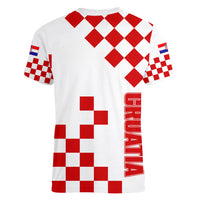 Croatia National Day Women V Neck T Shirt Checkerboard Hrvatska Simple Style 01 - Wonder Print Shop