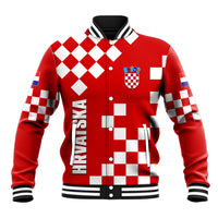 Croatia National Day Baseball Jacket Checkerboard Hrvatska Simple Style 02 LT7 - Wonder Print Shop