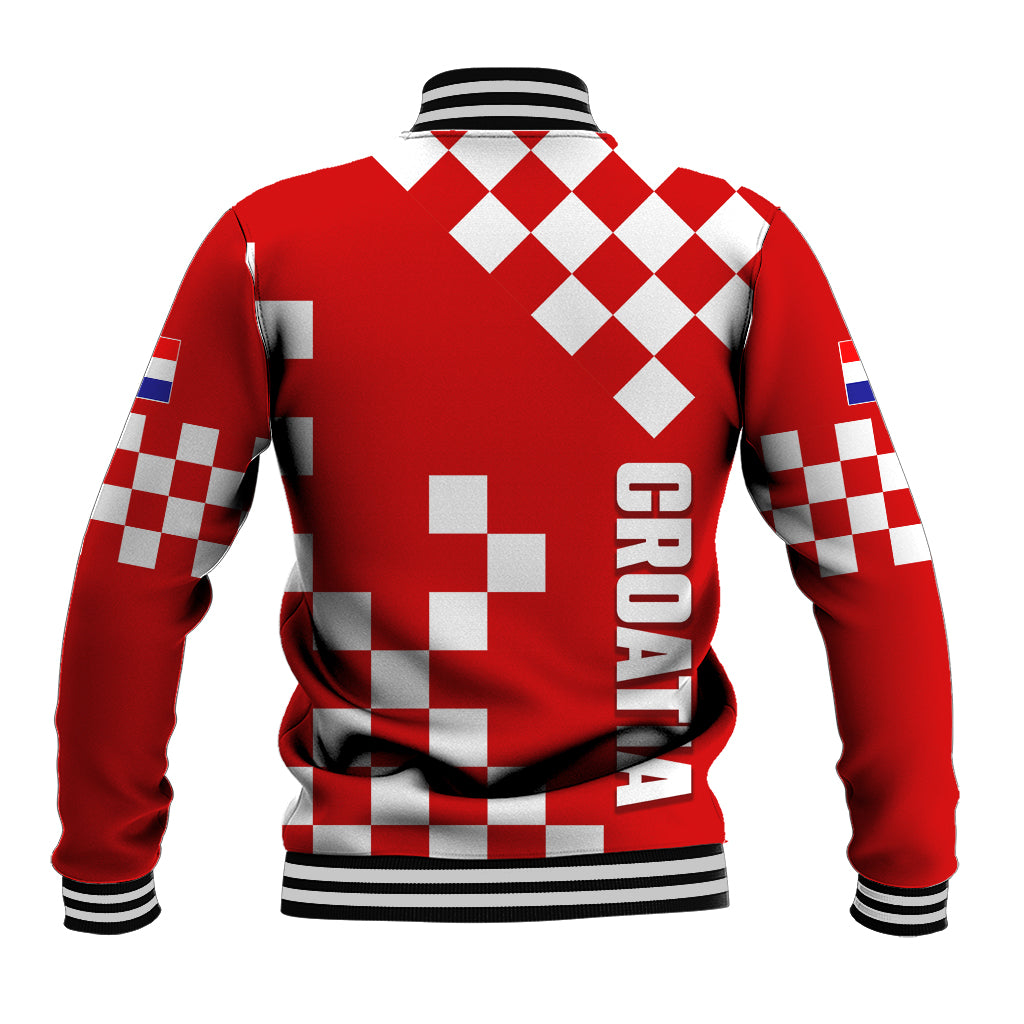 Croatia National Day Baseball Jacket Checkerboard Hrvatska Simple Style 02 LT7 - Wonder Print Shop