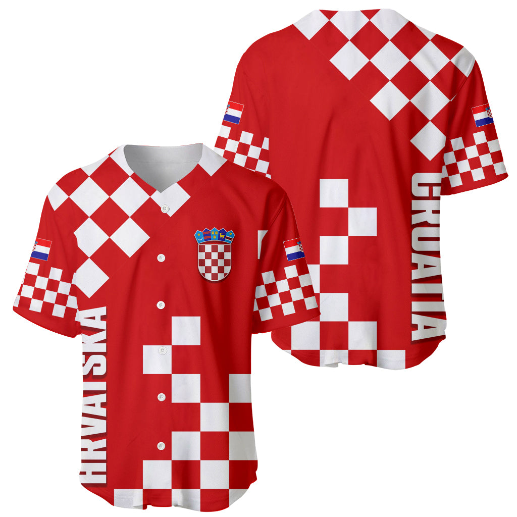 Croatia National Day Baseball Jersey Checkerboard Hrvatska Simple Style 02 LT7 - Wonder Print Shop