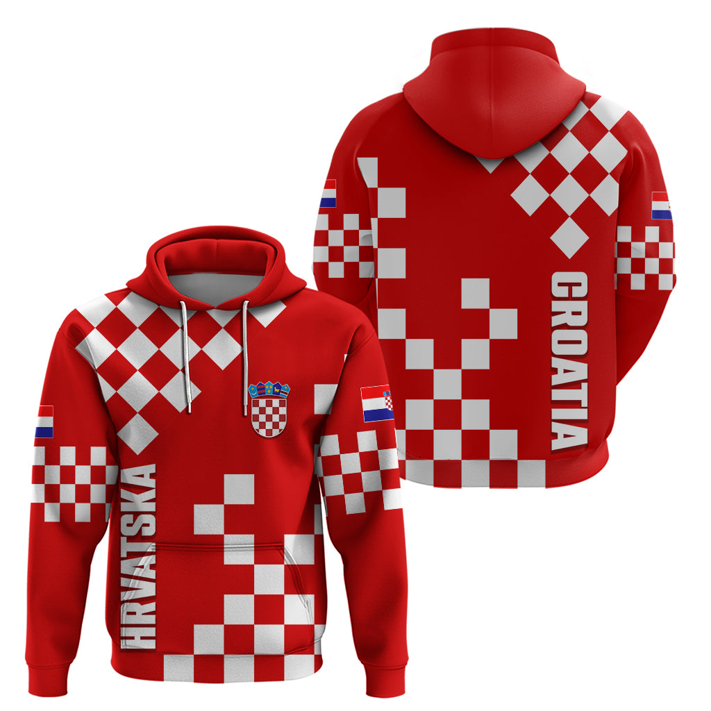 Croatia National Day Hoodie Checkerboard Hrvatska Simple Style 02 - Wonder Print Shop