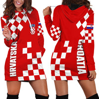 Croatia National Day Hoodie Dress Checkerboard Hrvatska Simple Style 02 - Wonder Print Shop
