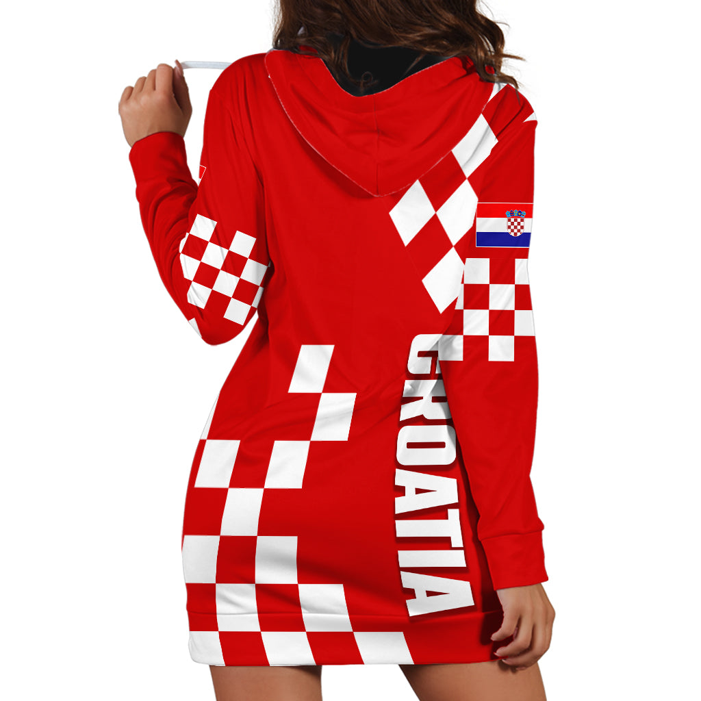 Croatia National Day Hoodie Dress Checkerboard Hrvatska Simple Style 02 - Wonder Print Shop
