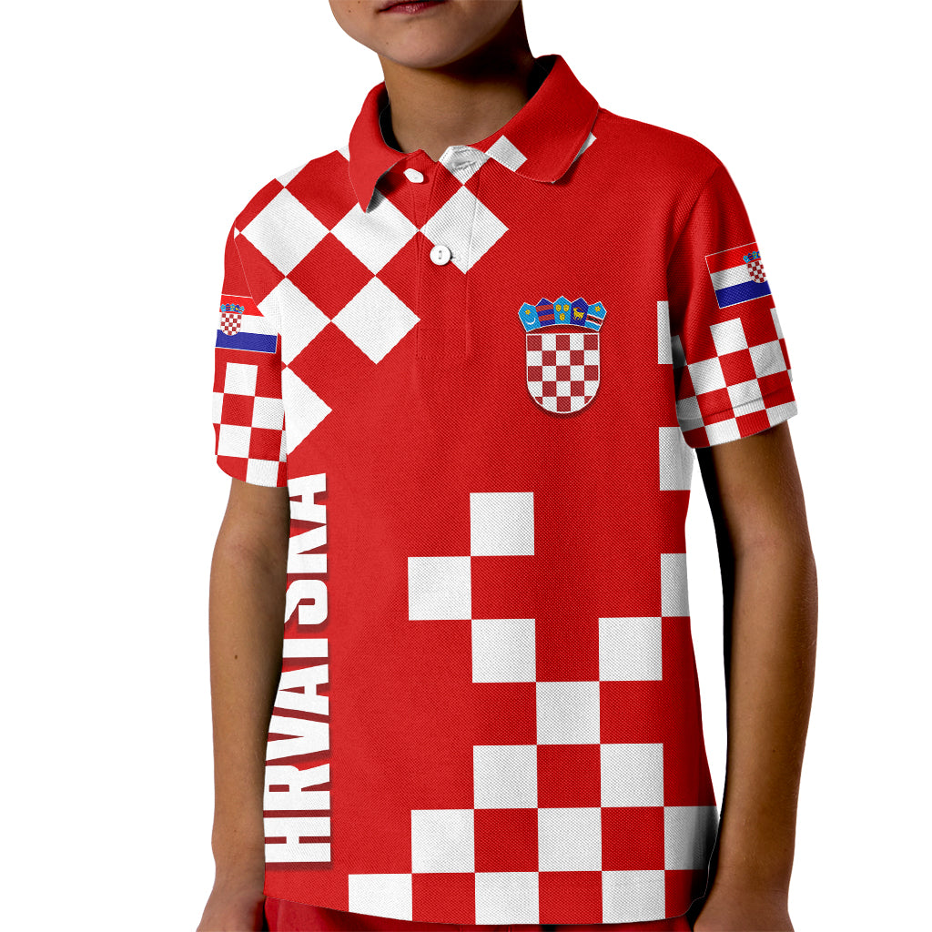 Croatia Polo Shirt National Day for Kid Checkerboard Hrvatska Simple Style 02 - Wonder Print Shop