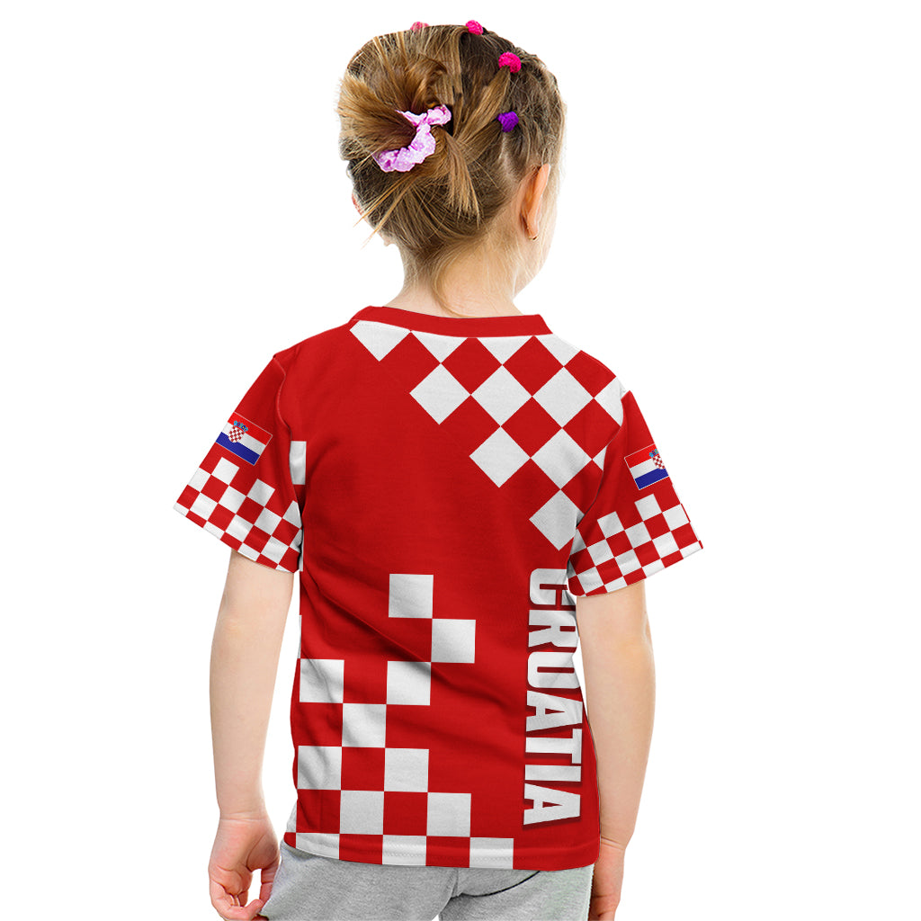 Croatia National Day Kid T Shirt Checkerboard Hrvatska Simple Style 02 - Wonder Print Shop