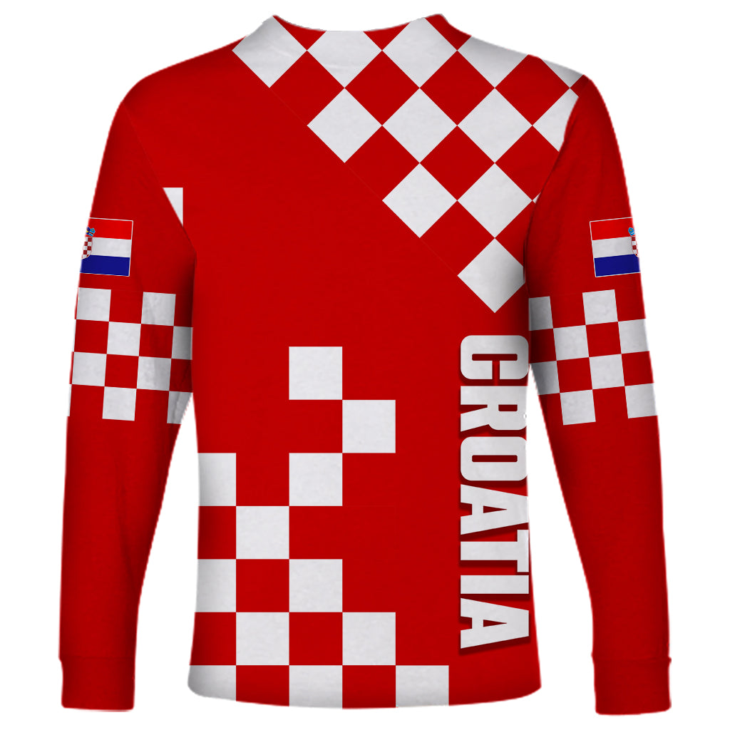 Croatia National Day Long Sleeve Shirt Checkerboard Hrvatska Simple Style 02 - Wonder Print Shop