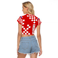 Croatia National Day Raglan Cropped T Shirt Checkerboard Hrvatska Simple Style 02 - Wonder Print Shop