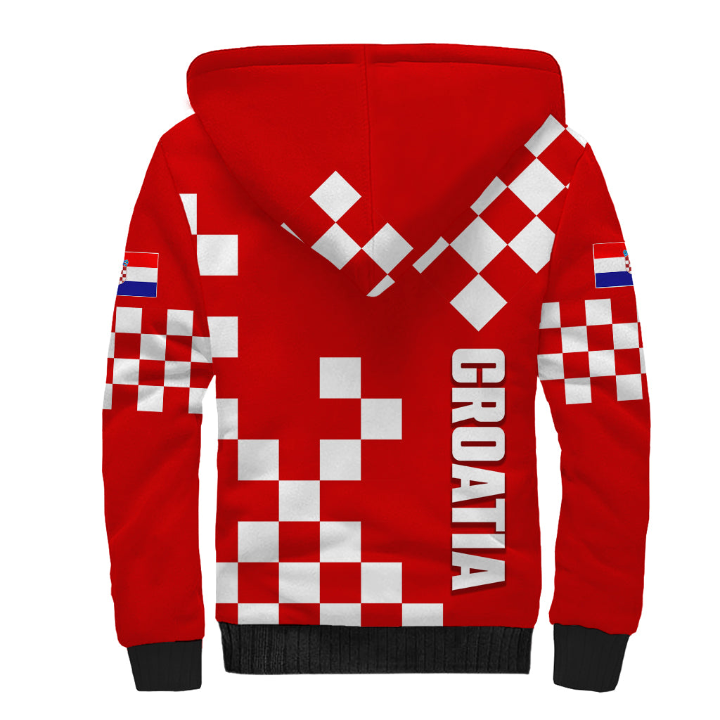 Croatia National Day Sherpa Hoodie Checkerboard Hrvatska Simple Style 02 - Wonder Print Shop