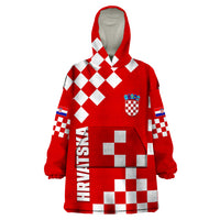 Croatia National Day Wearable Blanket Hoodie Checkerboard Hrvatska Simple Style 02 - Wonder Print Shop