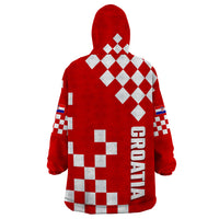 Croatia National Day Wearable Blanket Hoodie Checkerboard Hrvatska Simple Style 02 - Wonder Print Shop