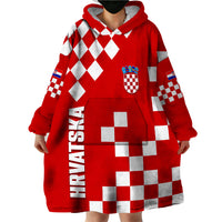 Croatia National Day Wearable Blanket Hoodie Checkerboard Hrvatska Simple Style 02 - Wonder Print Shop