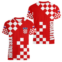 Croatia National Day Women V Neck T Shirt Checkerboard Hrvatska Simple Style 02 - Wonder Print Shop