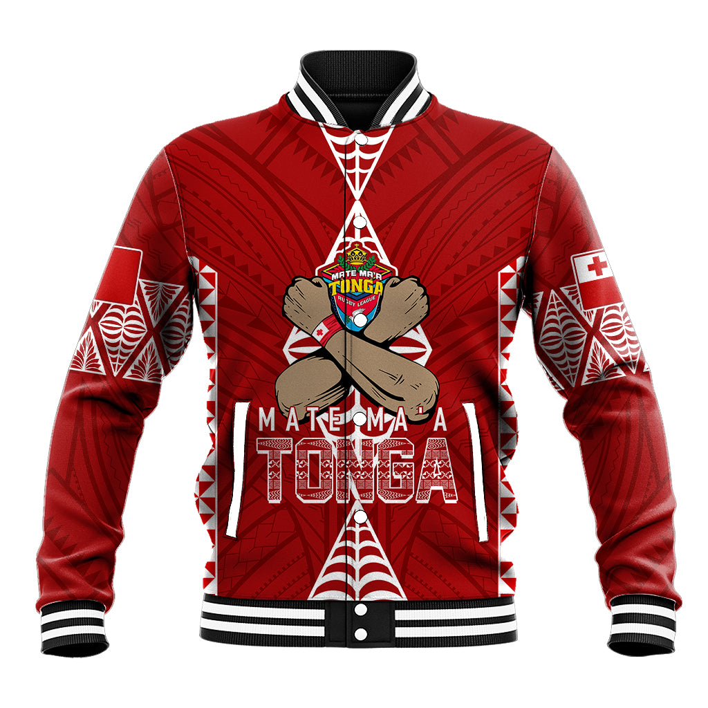 Personalised Tonga Rugby Baseball Jacket Mate Ma'a Tonga Independence Day LT7 - Wonder Print Shop
