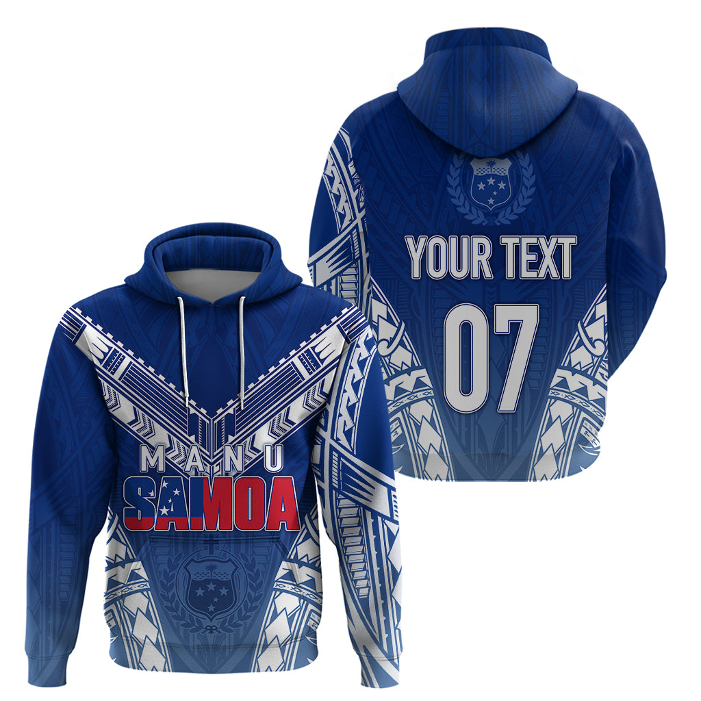 Custom Samoa Rugby Hoodie Manu Samoa Gradient Blue - Wonder Print Shop