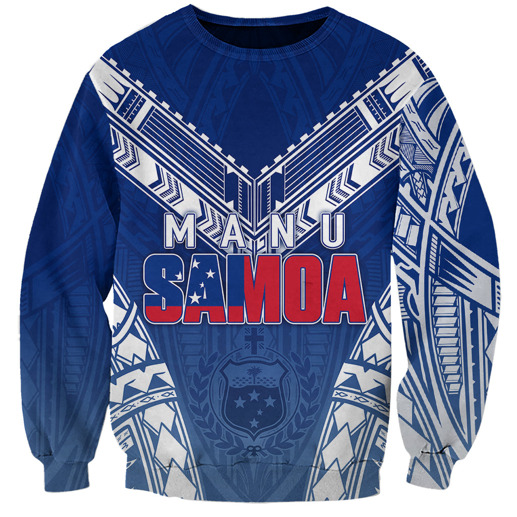 Personalised Samoa Rugby Sweatshirt Manu Samoa Gradient Blue - Wonder Print Shop