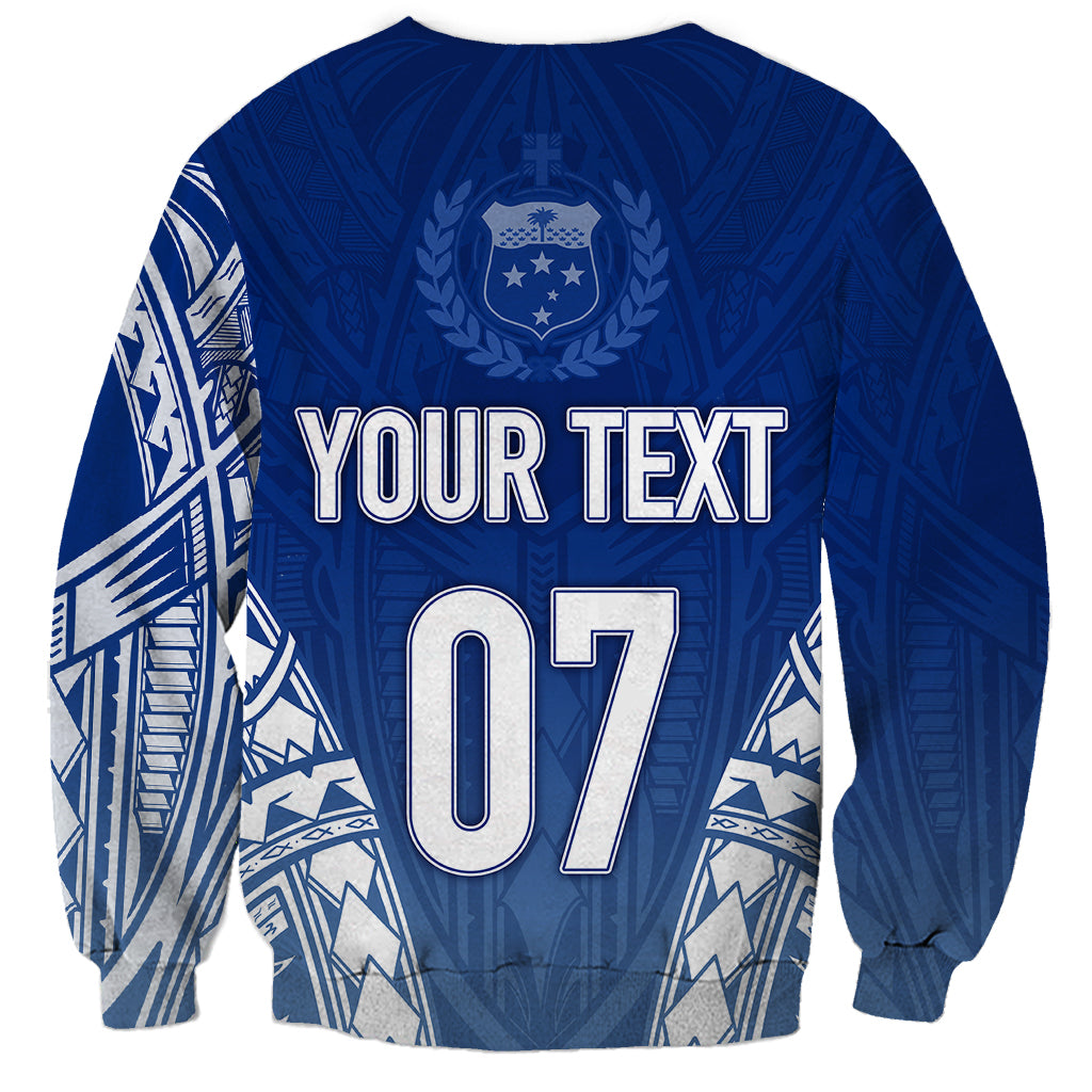 Personalised Samoa Rugby Sweatshirt Manu Samoa Gradient Blue - Wonder Print Shop