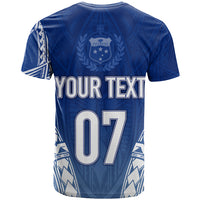 Personalised Samoa Rugby T Shirt Manu Samoa Gradient Blue - Wonder Print Shop