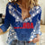 Personalised Samoa Rugby Women Casual Shirt Manu Samoa Gradient Blue - Wonder Print Shop