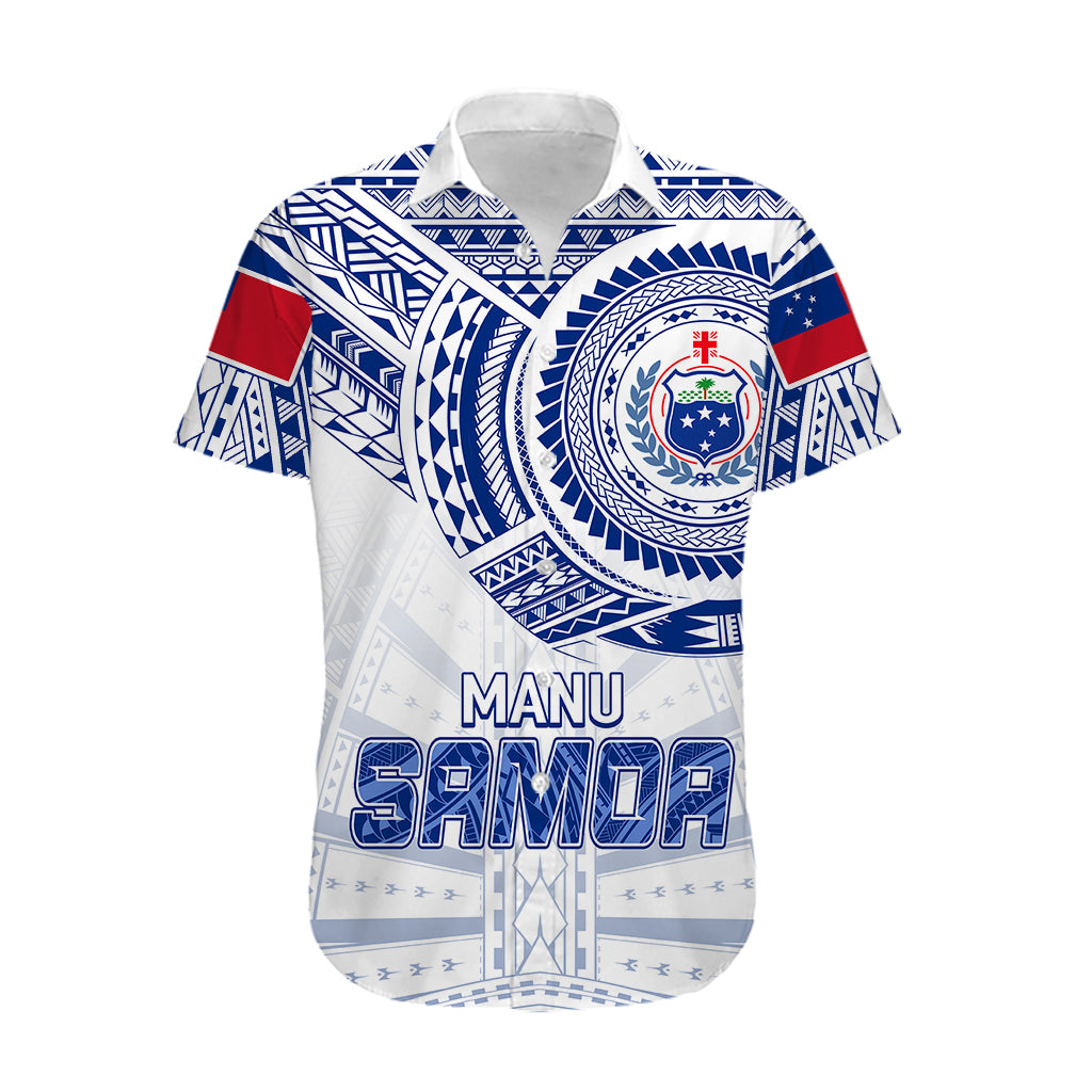 Personalised Samoa Rugby Hawaiian Shirt Manu Samoa Gradient White - Wonder Print Shop