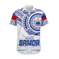 Personalised Samoa Rugby Hawaiian Shirt Manu Samoa Gradient White - Wonder Print Shop