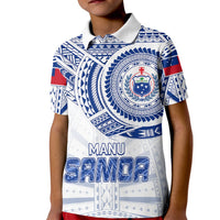Custom Samoa Rugby Polo Shirt for Kid Manu Samoa Gradient White - Wonder Print Shop
